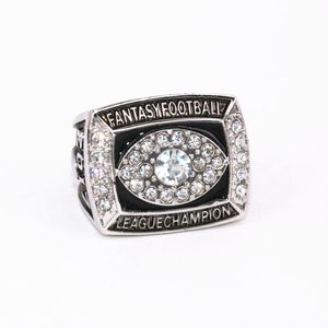 USA Size 8 To 15 Factory Wholesale Price Silver Fantasy Football Championship Ring With Wooden Display Box For Fans Collection