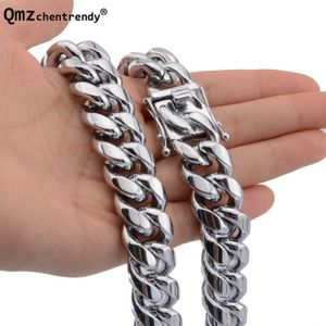 Men's Stainless Steel Cuban Side Necklace, Fashion Jewelry, Dragon Buckle, Silver Plated Tie, New Series Q0809