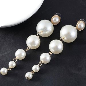 Orecchini a lobo con perle lunghe alla moda Gioielli semplici da sposa per le donne Ragazza Accessori per feste di matrimonio Club Decor