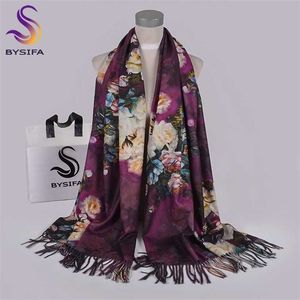 [BYSIFA] Sciarpe con scialle rosa viola per il design invernale Caldo lungo Pashmina in cashmere Doppio volto Involucri da donna 220106