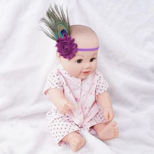 Spädbarn flicka påfågel huvudband kawaii fjäder blomma hårband toddler po prop dusch födelsedagsfest tillbehör