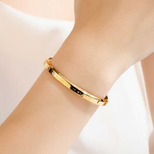 Fashion Open Cuff Bangles for Women Men Luxury Jewellery Gift Simple Cz Crystal High Quality Stainless Steel Couple Bracelets Q0719