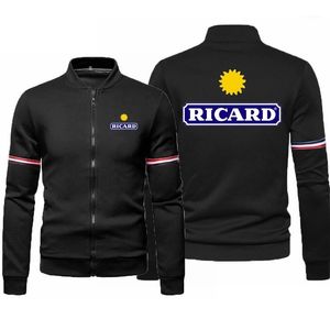 メンズジャケット Ricard スタンドカラーカジュアルボンバー長袖スリムトップストライプメンズジャケットコート韓国スタイル Veste オムスポーツウェア
