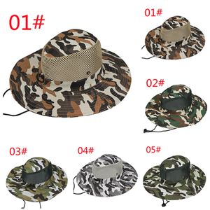 2021 Odkryty kapelusz ochronny z dużymi akcesoriami mody overhang Camo Cap Fisherman Fishing Caps Wide Brim Hats