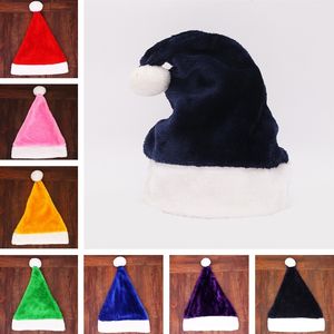 Santa Claus Hat 7 Colors Short Plush Christmas caps Decoration Cosplay Caps 29*39cm Adult Xmas Party Hats ZC414