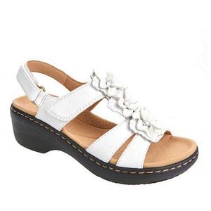Summer New Women Sandals Fashion Ladies Solid Color Peep Toe Hook Loop Wee Flower Shoes Outdoor Casual Comfy Female Footwear X0728