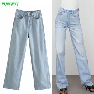 Blaue weites Bein Baggy-Jeans Frau hohe Taille Sommermode Streetwear Frauen Y2K Freund beiläufige gerade Hose 210430