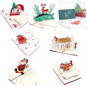 3D всплывающие поздравительные открытки рождества рождественские благодарения старинные складные приветствие Спасибо Рождественская открытка