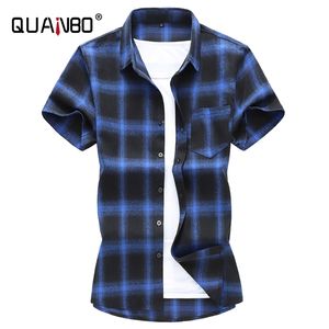 Plus size 5xl 6xl 7xl camisas masculinas de verão Botão regular em forma de manga curta xadrez casual marca roupas 210626