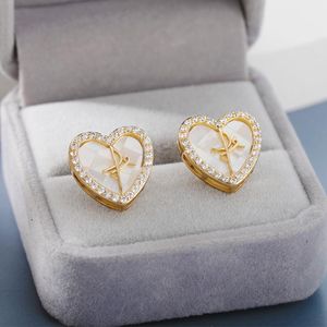 Stud Simple Heart Earrings For Women Girlfriend Unique Zircon Female Wedding Earring Elegant Ear Ring Birthday Jewelry BFF