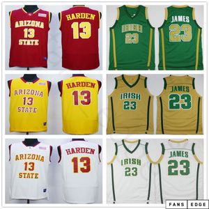 NCAA Mens Arizona State Sun Devils College James #13 Harden Jersey Stitched St. Vincent Mary High School Irish LeBron 23 James Basketball Jerseys