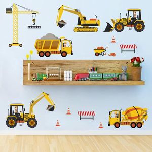 Wall Stickers Excavator Engineering Vehicle For Kids Boy Bedroom Home Decor Wallpaper DIY Self-adhesive PVC Decals Mural