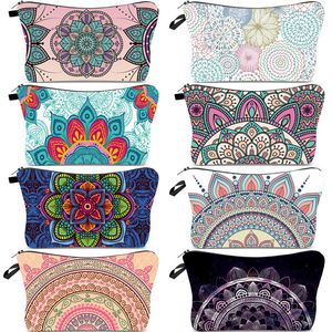 Atacado dos desenhos animados sacos cosméticos Mandala Flor Sloths Padrões de Impressão Hospedaria Bolsa Portátil Água À Prova D 'Água Zipper Travel Organizador de Maquiagem