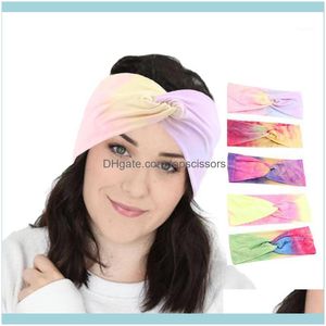 Aessories & Tools Productstie-Dye Stretch Cotton Headband For Women Elastic Headwear Turban Head Scarf Ladies Bandage Wrap Hair Aessories1 D