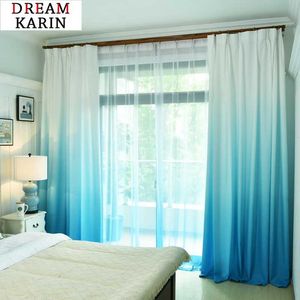 Gradient Curtain for Living Room Bedroom Window Tulle Sheer Curtain and Blackout Curtain Decorative Panel Fabric Drapes 210712