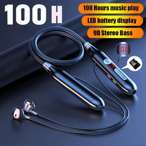 Hörlurar hörlurar 100 timmar Uppspelning Hörlurar Bluetooth Sports Running Wireless Stereo Bass Earbuds LED Batterisdisplay med mikrofon