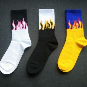 Harajuku men's socks Casuals cotton flame Crew print hip hop men woman funny unisex Street Skateboard Warmth Long Socks Fashion X0710