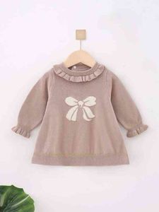 Baby Bow Design Frilled sweter Sukienka ona