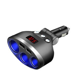 3 i 1 Dual USB Car Cigarette Lighter Socket Splitter Plug Voltage Monitor Auto Converter