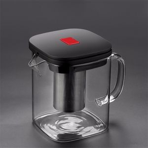 2 Boyutları Kare Cam Çaydanlık Ile İyi Temizle Borosilicat 304 Paslanmaz Çelik Demlik Süzgeç Isı Çay Cezve Seti Kettle Aracı 210621