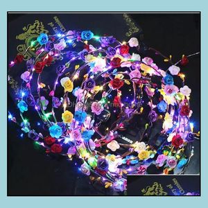 Haarzubehör für Babys und Kinder, blinkende LED-Blumenkrone, Stirnbänder, Licht, Party, Rave, Blumengirlande, Kranz, Hochzeit, Mädchen-Kopfbedeckung