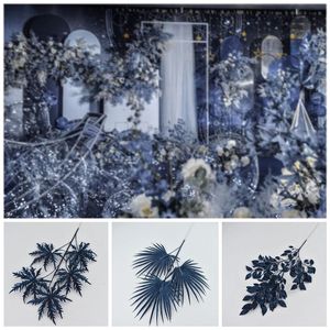 Artificial Flowers Wedding Decor Dark Blue Series Various Styles Fern Grass Flower Row Road Materials Weddings Centerpieces Ornament