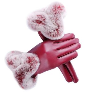 5本の指の手袋のタッチスクリーンの手首のための巨大なRexの毛皮のブランド2021ファッションレディースミトン暖かい冬の本革の手袋