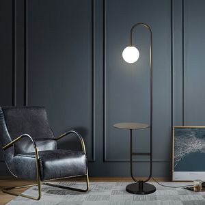 Moderne Stehlampen LED Stehleuchte mit rundem Tisch Art Deco Wohnzimmer Sofa Leselampen Hotel Schlafzimmer Nachttischlampe