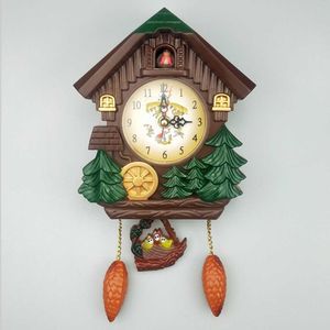 Cuckoo Clock with Pendulum Wall Clock Living Room Time Bell Swing Alarm Watch Home Art Decor 10inch Alarm Clock H0922