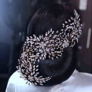 Cabeza De La Boda Tiara al por mayor-Lujo Dubai árabe bridal tiaras titulares de bodas Crystal bodas piezas de pelo pieza de cabeza plata diseñador de moda moda dama en stock