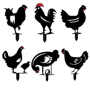 6 Styles Garden Decorations Chicken Yard Art Plastic Hen Gardening Ornaments YardS Acrylic ArtS Outdoor Backyard Lawn Hollow Out Animal Shape