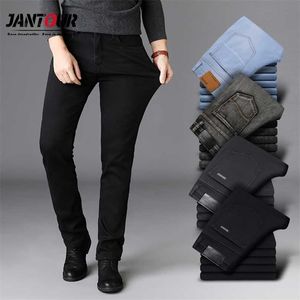 Wysokiej jakości czarne szare marki dżinsy spodnie męskie ubrania elastyczność chudy proste jean klasyczne denim casual spodnie mężczyzna 28-40 211111