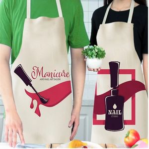 Nail Polish Lipstick Kitchen Aprons For Women 55*68cm Cotton Linen Bibs Household Cleaning Pinafore Home Cooking Apron