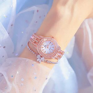 BS Bee Sister Women Luxury Brand Watch Rose Gold Watch Kvinnor Quartz Diamond Kvinnor Armbandsur med Armband Montre Femme 210527