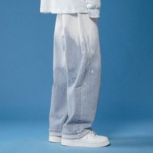 Męskie dżinsy Gradient Casual Ulicy Ubrania Jesień Luźny Hip Hop Proste M-3XL Koreański Szeroki Noga Moda Retro