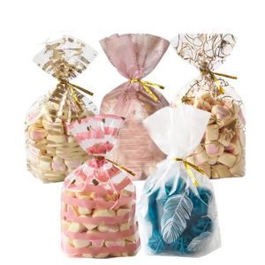 1000pcs Bags Wire Ties Plastic Gifts Packaging Pouches Birthday Wedding Party Bakery Cookies Snack Biscuit Candy Popcorn Pouches