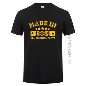 Gjord 1964 T-shirt Män Bomull O Neck Fader Pappa Födelsedag Present T-shirts Cool Man Tshirt 210629