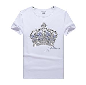 Sommar Rhinestone kortärmad T-shirt Toppar för män Bomullsblandning med mönster - Vintage Crew Neck Casual Shirts Dam, unisex