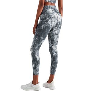 Tryckt Yoga Fitnessbyxor Kvinnors Leggings Dubbelsidig Brocade Elastisk Hög midja Höft Lyft Tights Slips Färgad