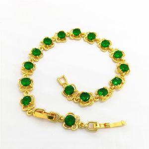 Rot / grün Zirkon Frauen Mädchen Handgelenk Armband Kette Link Schmuck 18 Karat Gelbgold Gefülltes schönes Geschenk für Freund