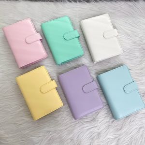 A6 Notebook Binder PU Lederen Ringen Spiraal Losse Blad Notepad Cover Macaron Candy Color Diary Shell voor Student