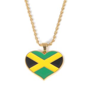 Paese Giamaica Collane con ciondolo con bandiera a cuore Gioielli africani giamaicani per regali da donna