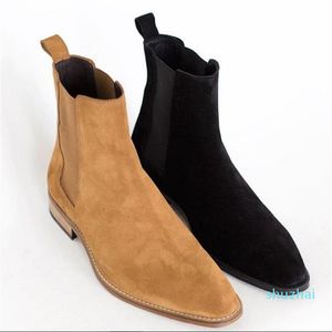 Boots Fashion Men's Suede Leather Shoes High Quality Retro Solid Color Slip-on Casual Zapatos De Hombre HA941 210809