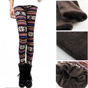 Autunno Inverno Donna Leggings caldi Moda Ispessimento termico Snow Deer Pantaloni slim lady leopardati pantaloni stampati floreali 211204