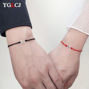 2 teile/satz Gemeinsam Für Immer Liebe Unendlichkeit Armband für Liebhaber Rote Schnur Paar Armbänder Frauen Männer Wunsch Schmuck Geschenk