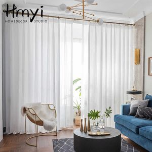 Soft White Tulle Curtains For Living Room European Style Voile Sheer Window Curtain For Bedroom Dining Room Customized 210712
