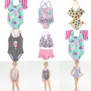 Girl Swimsuit One-Pieces Two Pieces Children's Swimwear Swim Suits Child Ruffle bikinis Split Mesh Bikini Sets Bathing Suit