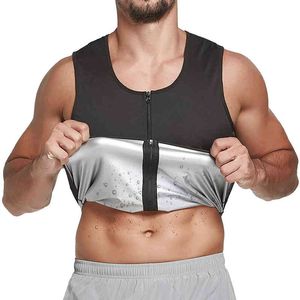 Män Silver Ion Sweat Bastu Suit Body Shapers Vest Midja Trainer Korsett Slimming Tank Top Värme Fångst Nanosilver Träningskjorta