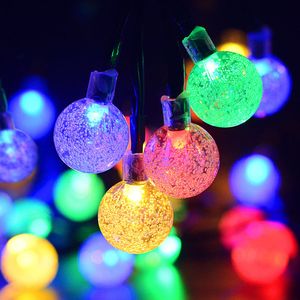 Solar String Lights LED Bubble Beads Ul Light Outdoor Christmas Decoration Flashing Night många färger 2021