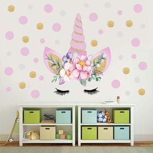 Wholesale wall stickers unicorn resale online - Wall Stickers Cartoon Unicorns Flower Diy Stars Cute Animals Home Decals Kids Room Girls Decor